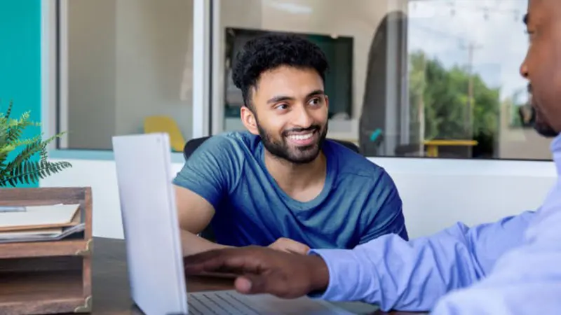 Two men chatting